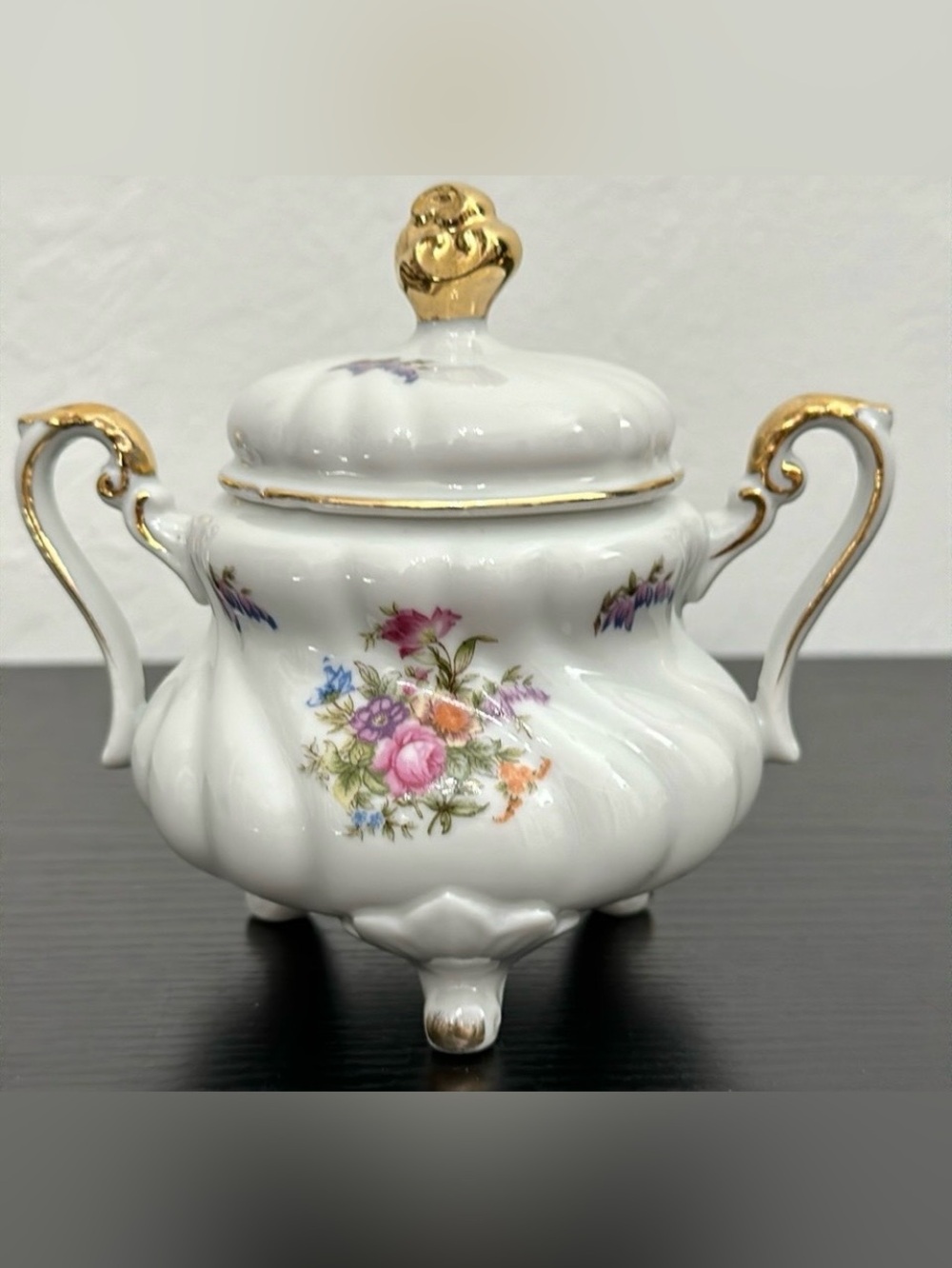 Lefton Porcelain Hand Painted Footed Sugar Bowl NE 3476